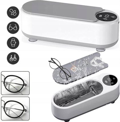 Electronic device for cleaning glasses with icons indicating its uses.
